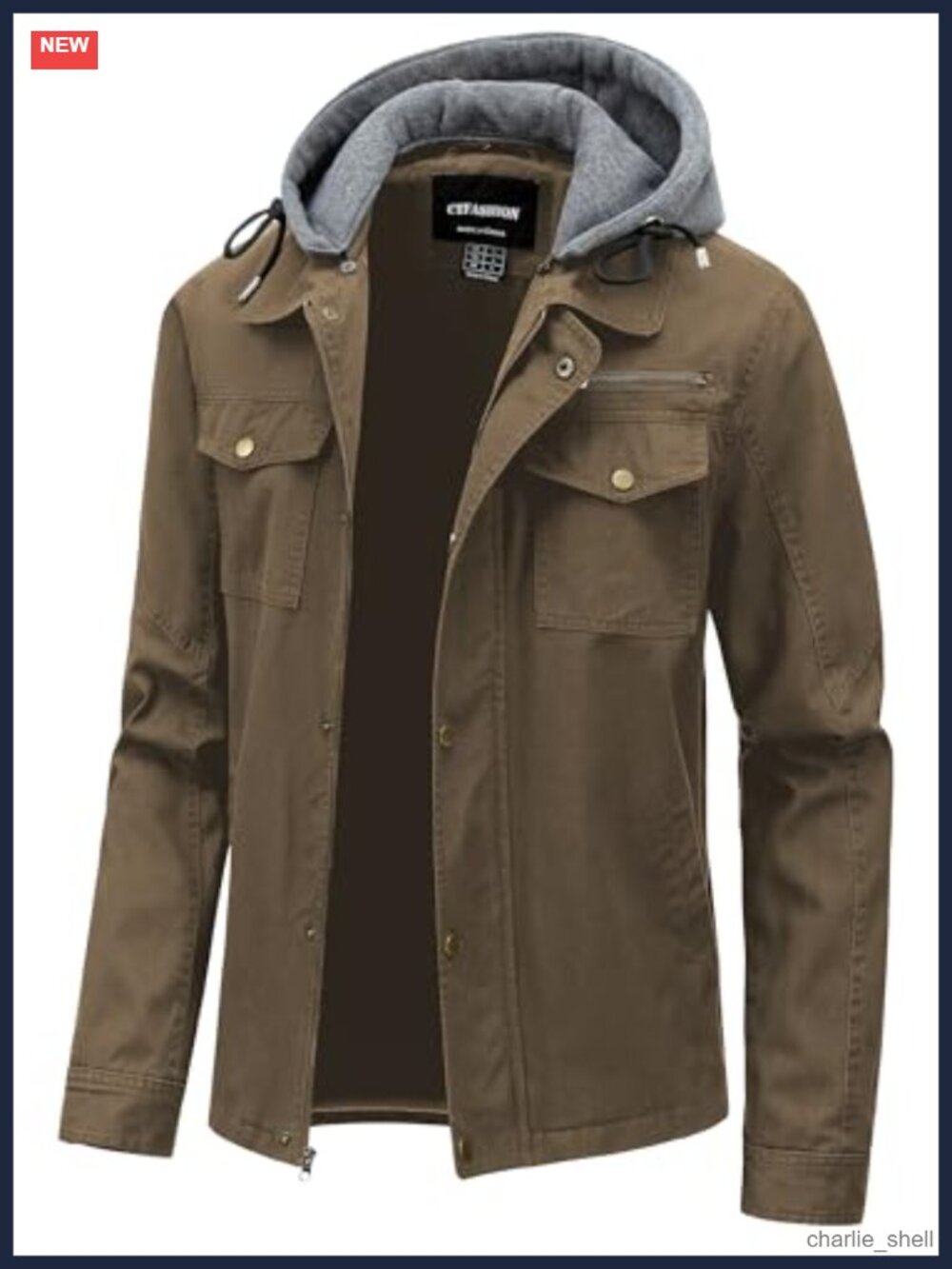Men's Washed Cotton Lightweight Military Field Jacket Detachable Hood